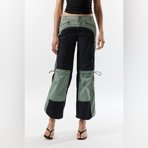 Urban Outfitters Black Gray Silence + Noise Lee Colorblock Moto Pant Joggers